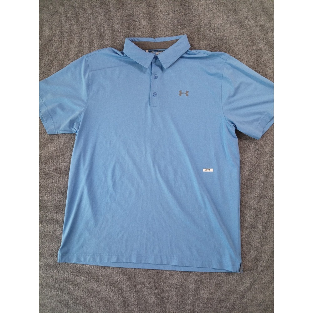 Under Armour Polo Shirt Mens XL Loose HeatGear Blue Golf Athletic